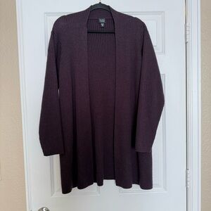 Eileen Fisher 100% Merino Wool Ribbed open Front Cardigan Size Medium
